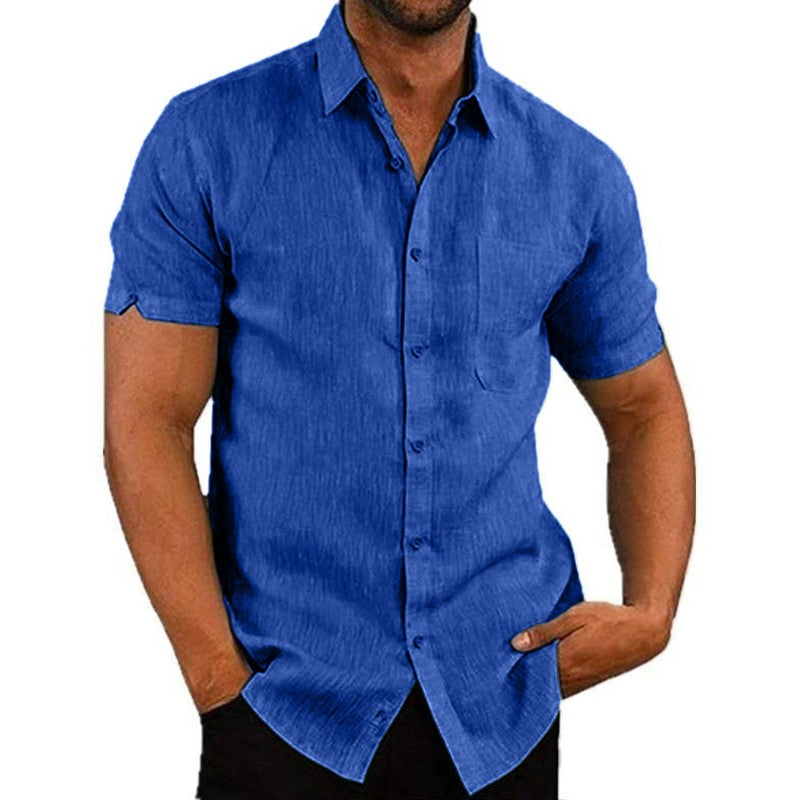 Mens Summer Short Sleeve Polo Shirts Work Casual Loose Button Up T Shirt Tops