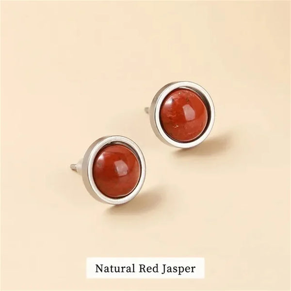 Fashion Handmade Lovely 10mm Natural Stone Stud Earrings Stainless Steel Earrings Tiger Eyes Agate Women Jewelry Gift OLstyle