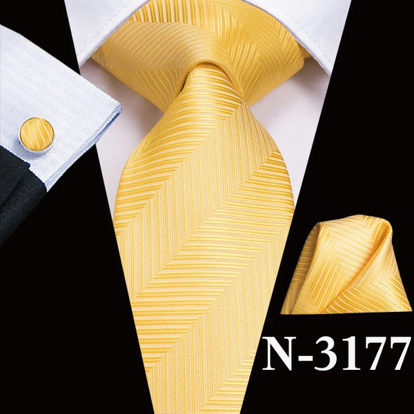 Hi-Tie Striped Black Red Gold Green Silk Wedding Tie For Men Handky Cufflink Gift Men Necktie Fashion Designer Business Party