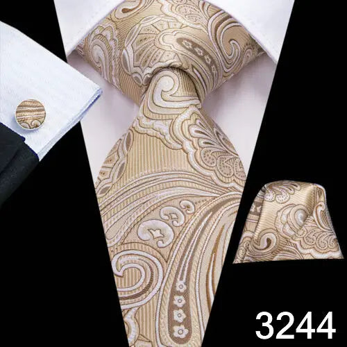Hi-Tie Striped Black Red Gold Green Silk Wedding Tie For Men Handky Cufflink Gift Men Necktie Fashion Designer Business Party