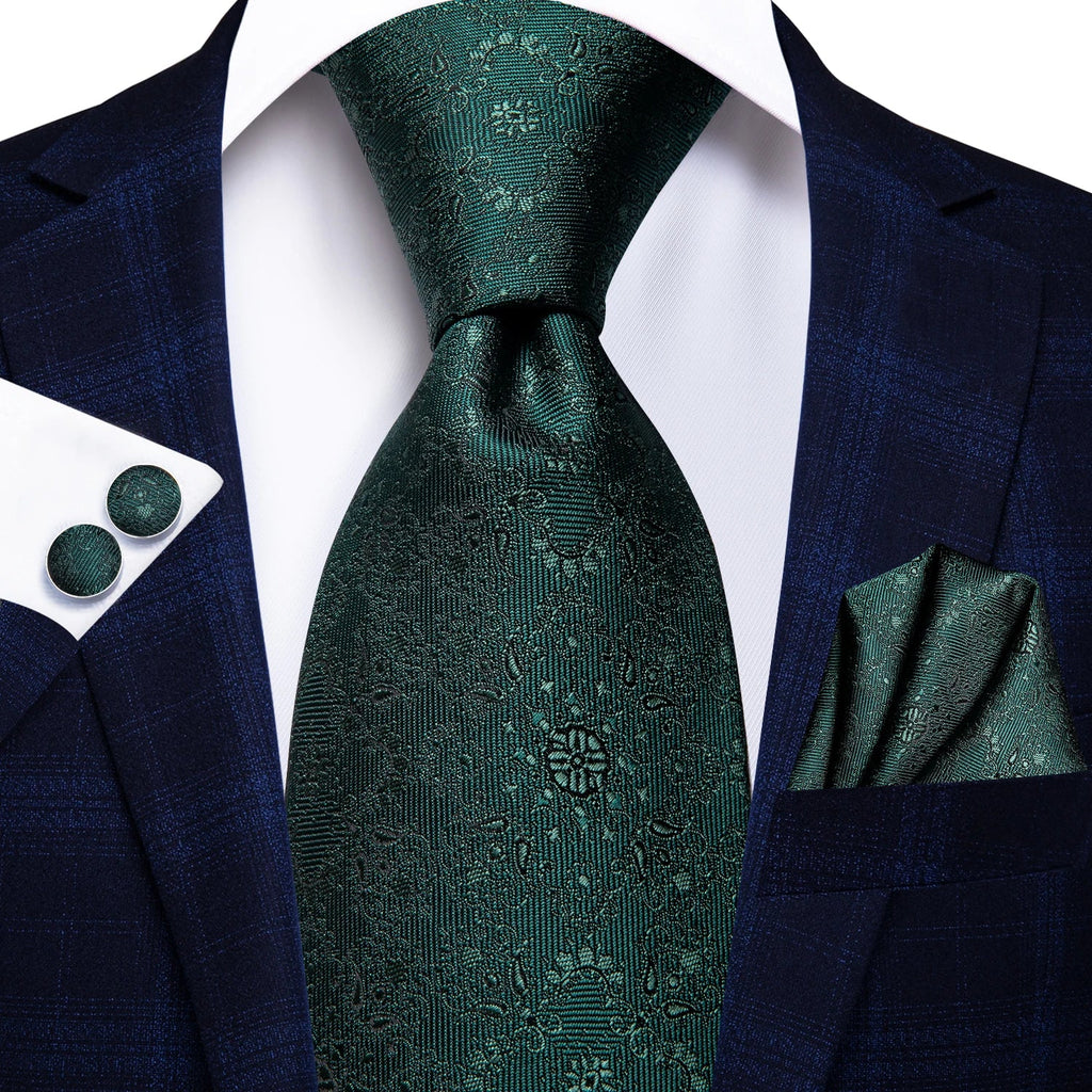 Hi-Tie Striped Black Red Gold Green Silk Wedding Tie For Men Handky Cufflink Gift Men Necktie Fashion Designer Business Party