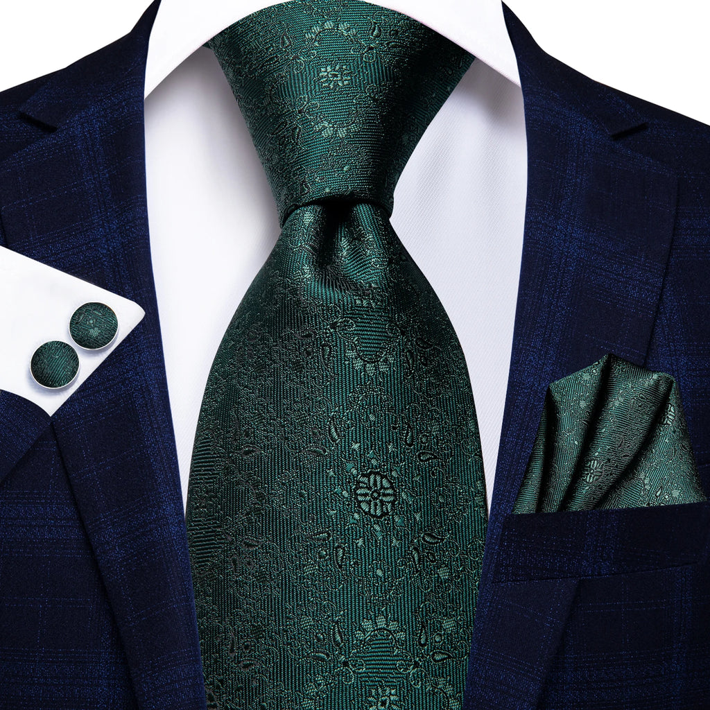 Hi-Tie Striped Black Red Gold Green Silk Wedding Tie For Men Handky Cufflink Gift Men Necktie Fashion Designer Business Party