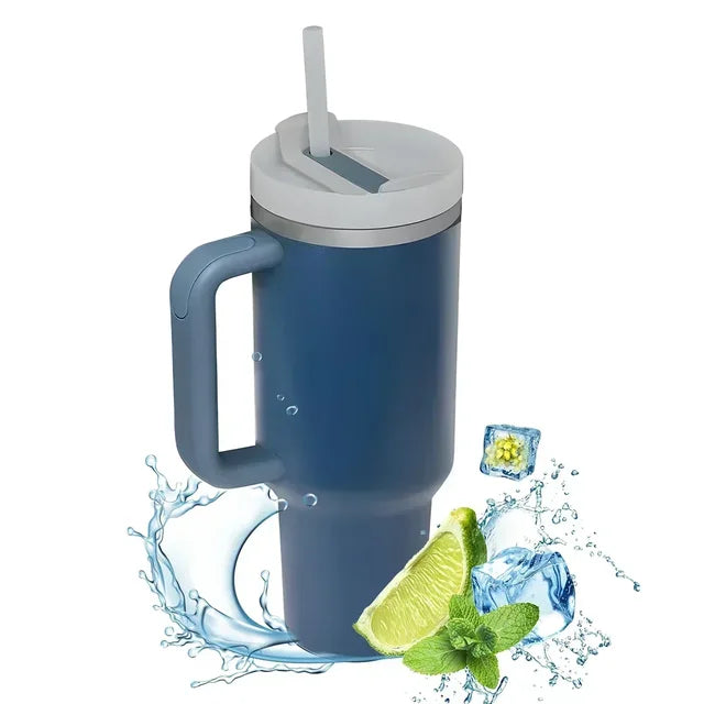 Insulated Tumbler with Handle Straw 40oz Stainless Steel Vacuum Cup Thermal Mug for Ice Coffee Travel Car Cup