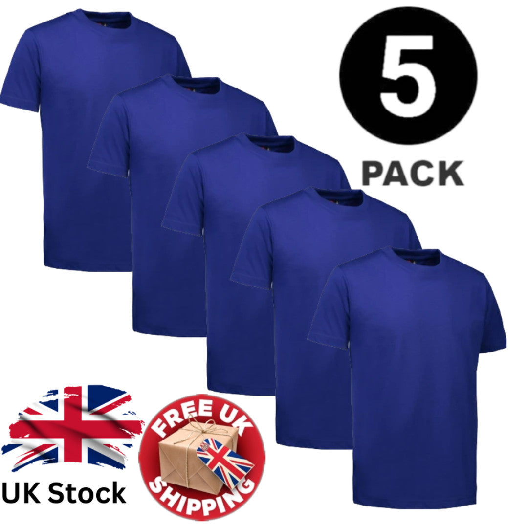 5 PACK Men's T-Shirt Heavy Cotton Plain Short Sleeve Tees 100% Cotton Blank Tees