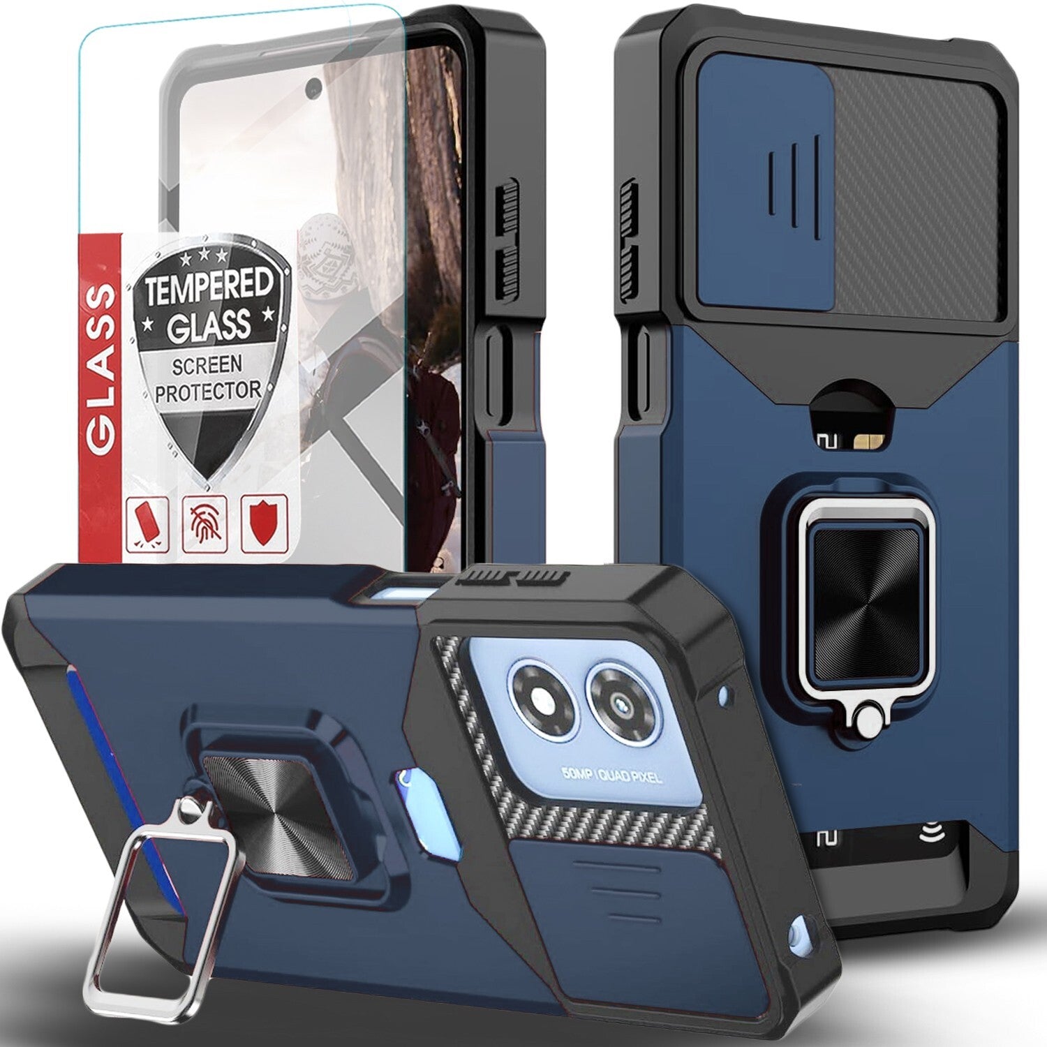 For Motorola Moto G Play 2024 Case Phone Cover Shockproof +Tempered Glass Screen
