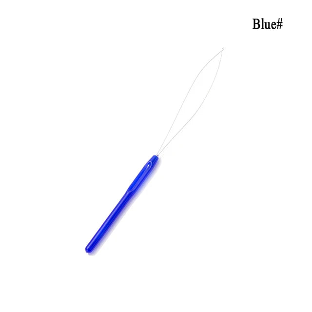 Colorful Micro Rings Loop Plastic Handle Tool Threader Pulling Needle Used With Hair Plier and Beads Feather Hair Extension Tool