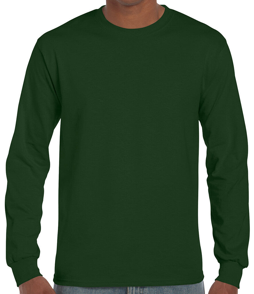 Gildan Mens Ultra Cotton Adult Long Sleeve T-Shirt Classic Fit Rib Cuffs Tee TOP