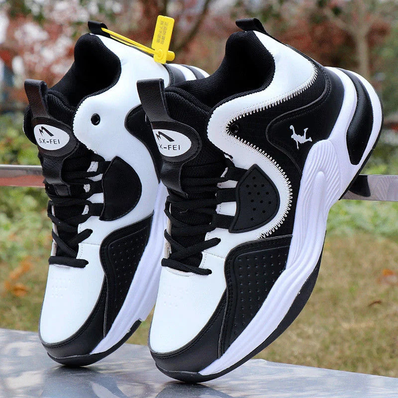 Men's Basketball Shoes High-Top Sneakers Male Cushioning Comfortable Shoes Student Training Leather Non-Slip Outdoor Sport Shoes