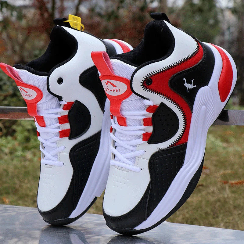 Men's Basketball Shoes High-Top Sneakers Male Cushioning Comfortable Shoes Student Training Leather Non-Slip Outdoor Sport Shoes