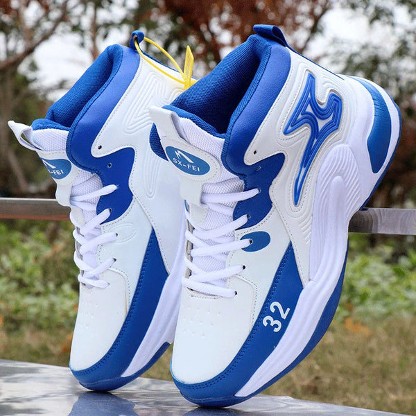 Men's Basketball Shoes High-Top Sneakers Male Cushioning Comfortable Shoes Student Training Leather Non-Slip Outdoor Sport Shoes