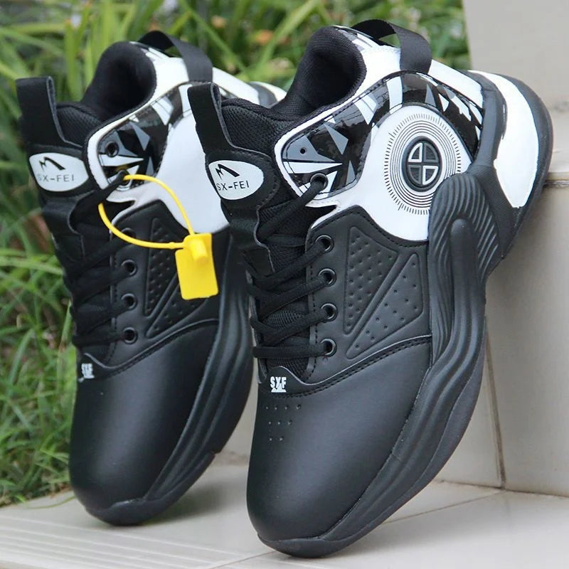 Men's Basketball Shoes High-Top Sneakers Male Cushioning Comfortable Shoes Student Training Leather Non-Slip Outdoor Sport Shoes