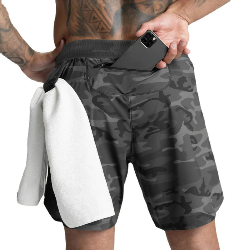 2024 New Men's Shorts Single-Layer Woven Quick Dry Solid Color Running Fitness Sports Casual American Fifth Pants Comfortable