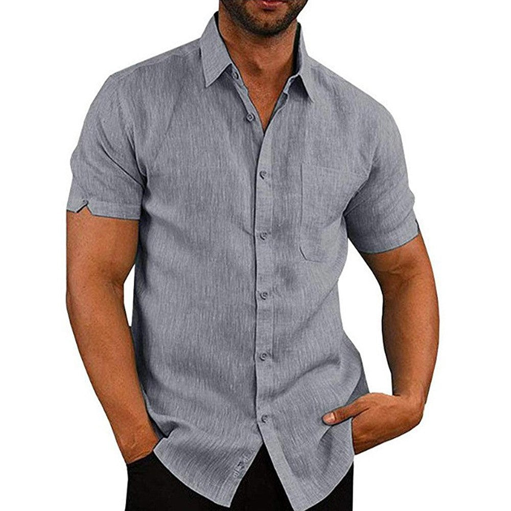 Mens Summer Short Sleeve Polo Shirts Work Casual Loose Button Up T Shirt Tops