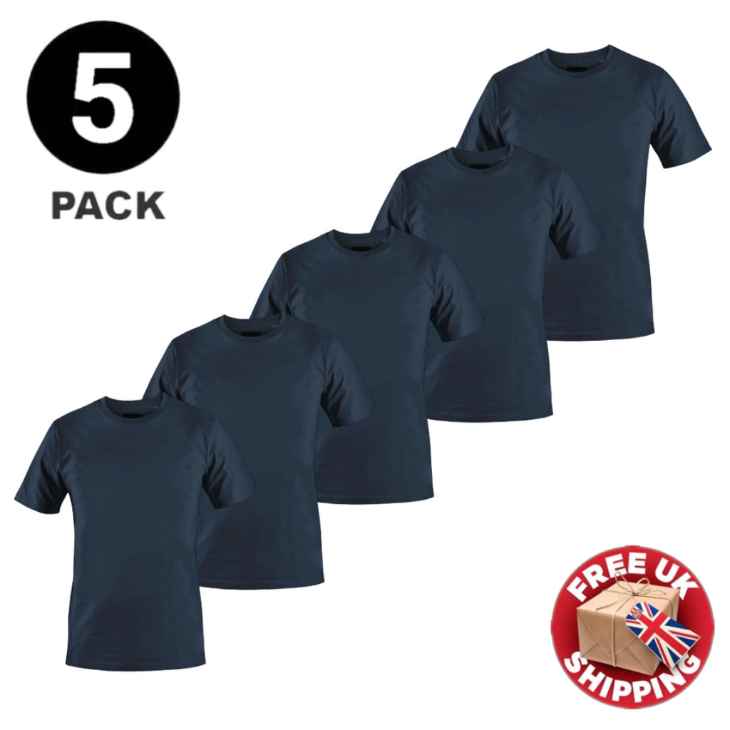 5 PACK Men's T-Shirt Heavy Cotton Plain Short Sleeve Tees 100% Cotton Blank Tees