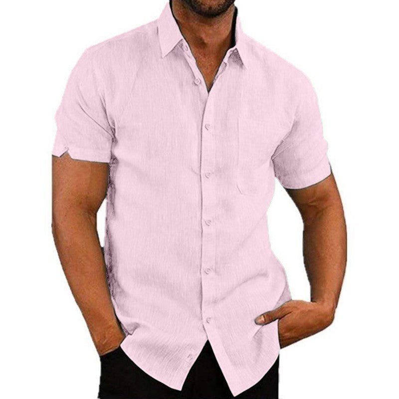 Mens Summer Short Sleeve Polo Shirts Work Casual Loose Button Up T Shirt Tops