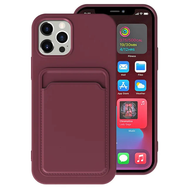 Phone Case For IPhone 16 Pro Max Case IPhone 12 Mini TPU Frosted Soft Protective Cover iPhone 14 Card Pocket 15 Plus