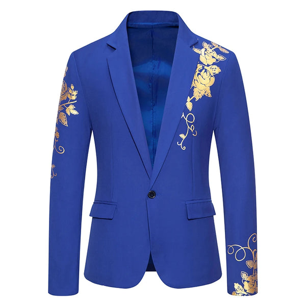 Blazer Men's Fashion Business Gentleman Business Paisley Gold Stamping Print English Style Wedding Casual Hosting Banquet Suit