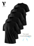 T-shirt z okrągłym dekoltem 5-częściowy czarny ultralekki męski szybkoschnący, oddychający, pochłaniający pot koszula odpowiednia do ćwiczeń na siłowni i Ru