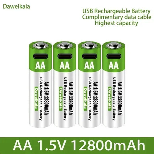 2024 Nieuwe 1,5 V AA USB oplaadbare batterij 12800 mAh Li-ion batterij voor afstandsbediening Muis Elektrisch speelgoedbatterij + Type-C-kabel