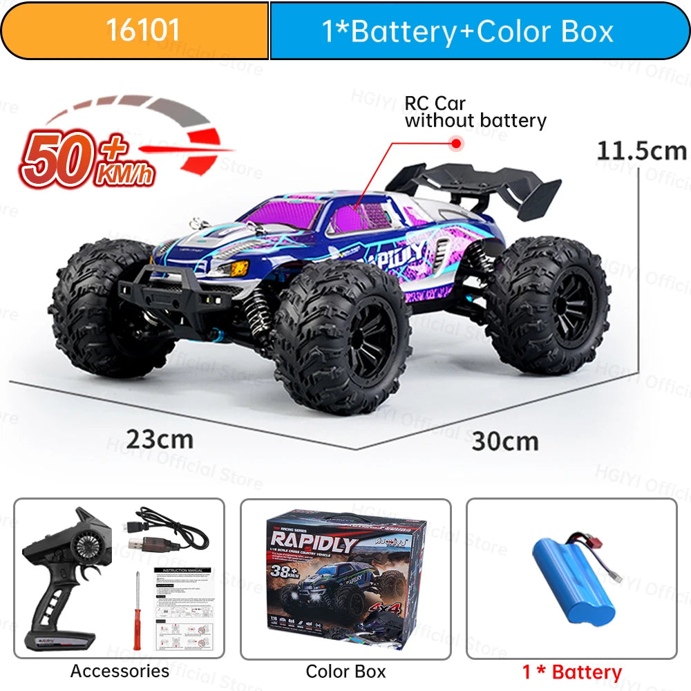 Teeggi 16101 /16102 PRO 1:16 70KM/H 4WD High Speed RC Car With LED Light Drift RC Off-Road Car Monster Truck Toy For Kid Gifts