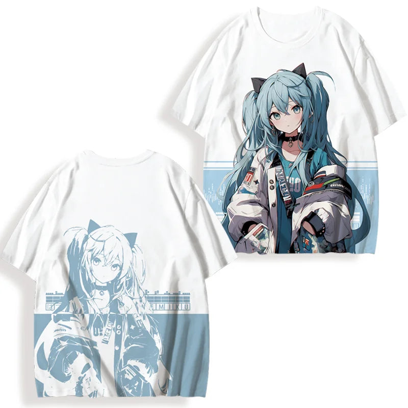 初音ミクプリント女性の半袖 Tシャツ夏カジュアル 3d プリント夏かわいいメンズスポーツトップス Tシャツ Tシャツ
