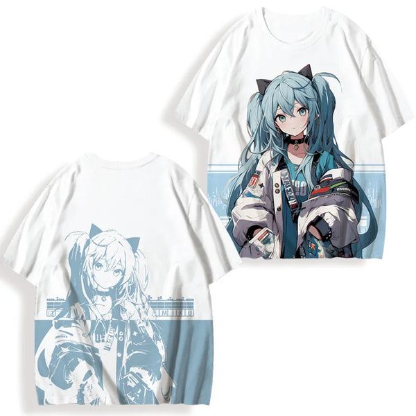 初音ミクプリント女性の半袖 Tシャツ夏カジュアル 3d プリント夏かわいいメンズスポーツトップス Tシャツ Tシャツ