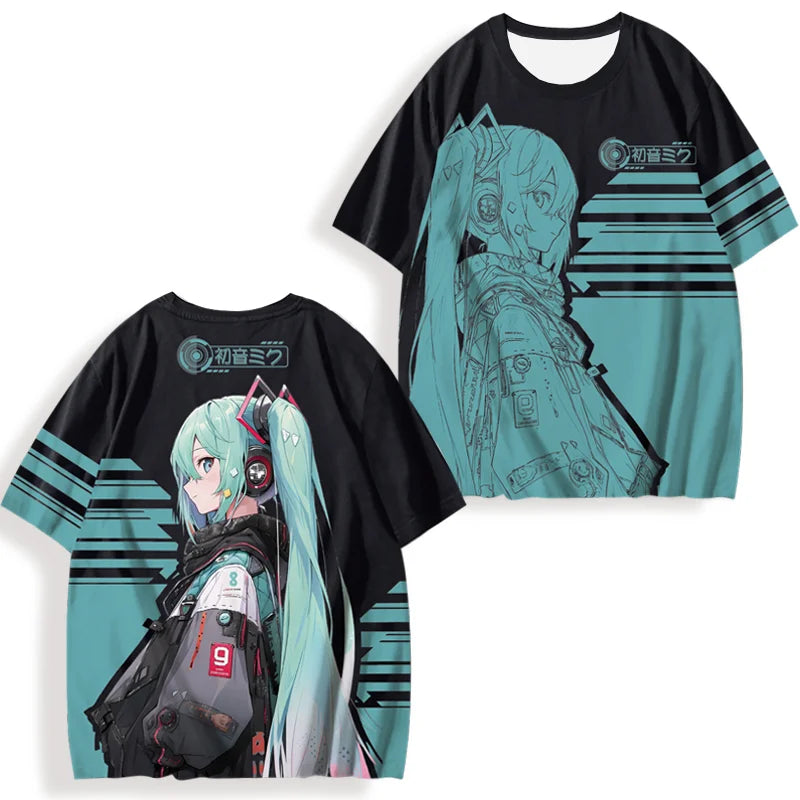 初音ミクプリント女性の半袖 Tシャツ夏カジュアル 3d プリント夏かわいいメンズスポーツトップス Tシャツ Tシャツ