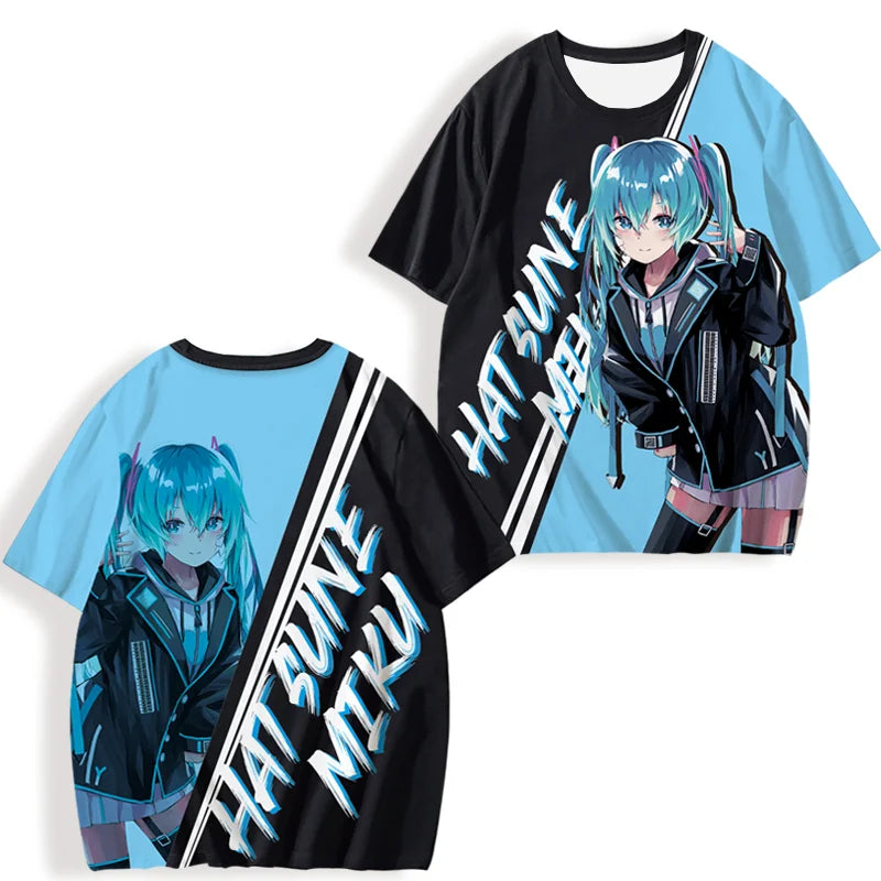 初音ミクプリント女性の半袖 Tシャツ夏カジュアル 3d プリント夏かわいいメンズスポーツトップス Tシャツ Tシャツ