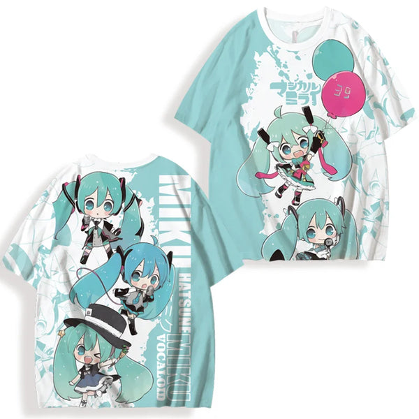 初音ミクプリント女性の半袖 Tシャツ夏カジュアル 3d プリント夏かわいいメンズスポーツトップス Tシャツ Tシャツ