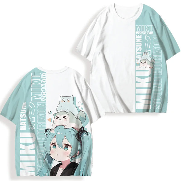 初音ミクプリント女性の半袖 Tシャツ夏カジュアル 3d プリント夏かわいいメンズスポーツトップス Tシャツ Tシャツ