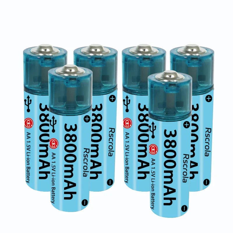 2025 Nieuwe AA Li-ion batterij USB AA oplaadbare batterij Snel opladen via 1000 cyclus Werkt voor camera's, speelgoed, afstandsbedieningen, speelgoed