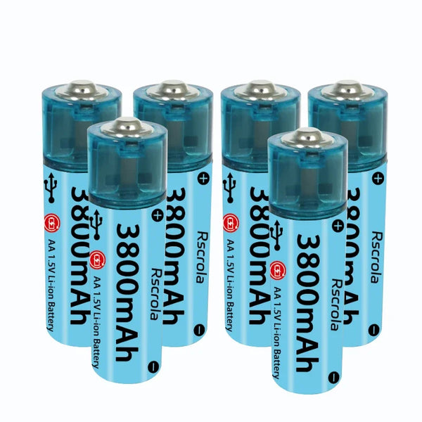 2025 Nieuwe AA Li-ion batterij USB AA oplaadbare batterij Snel opladen via 1000 cyclus Werkt voor camera's, speelgoed, afstandsbedieningen, speelgoed