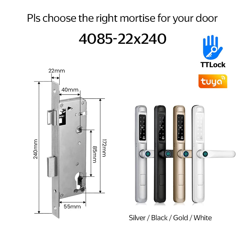 Waterproof Exterior Digital Electronic Ttlock Tuya Smart Locks Fingerprint Aluminum Steel Double Side Sliding Glass Door Lock
