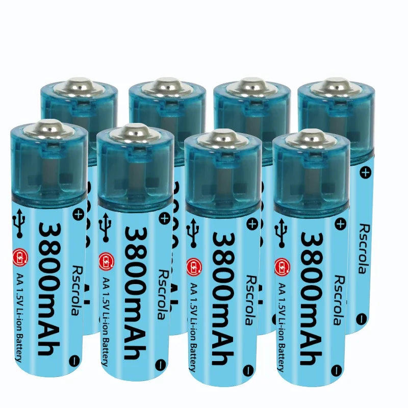 2025 Nieuwe AA Li-ion batterij USB AA oplaadbare batterij Snel opladen via 1000 cyclus Werkt voor camera's, speelgoed, afstandsbedieningen, speelgoed