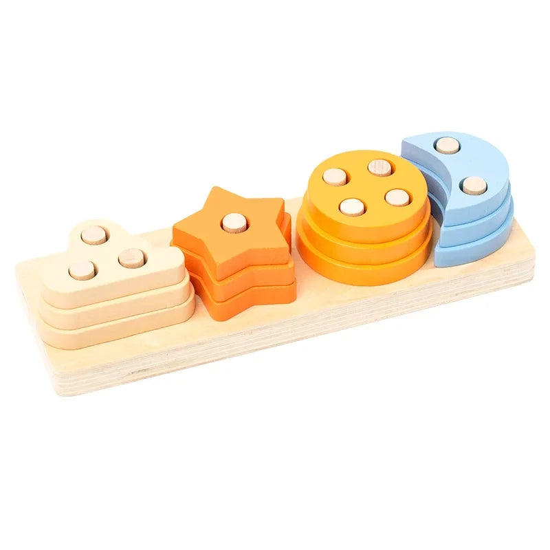 Montessori Wooden Educational Toys Children Geometric Shape Color Sorter Block Puzzles Toddler Sorting Math Bricks Stacking Toys