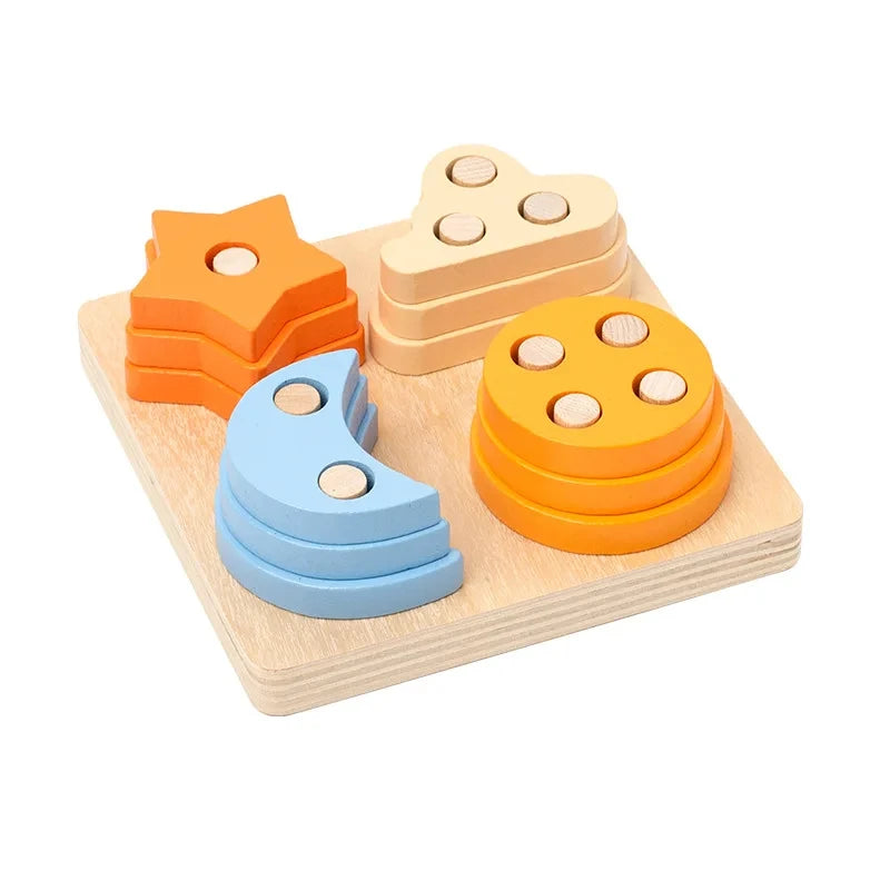 Montessori Wooden Educational Toys Children Geometric Shape Color Sorter Block Puzzles Toddler Sorting Math Bricks Stacking Toys