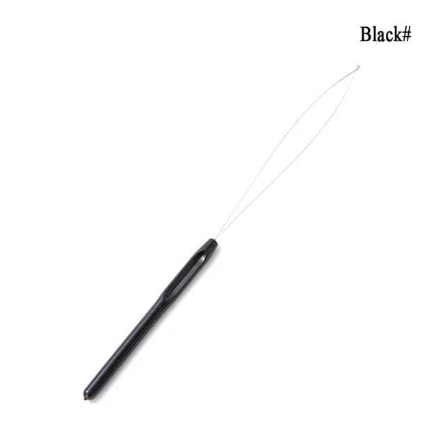 Colorful Micro Rings Loop Plastic Handle Tool Threader Pulling Needle Used With Hair Plier and Beads Feather Hair Extension Tool