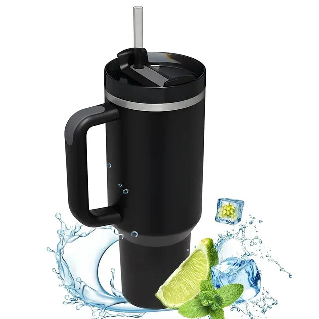 Insulated Tumbler with Handle Straw 40oz Stainless Steel Vacuum Cup Thermal Mug for Ice Coffee Travel Car Cup
