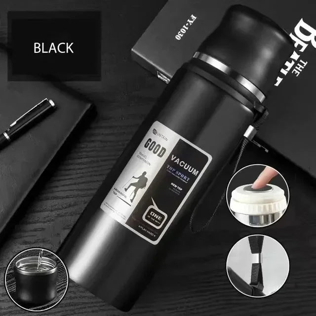 Large Capacity Stainless Steel Water Bottle With Lid Cup Coffee Vacuum Flask Outdoor Travel Thermal Cup Leakproof Thermos Bottle