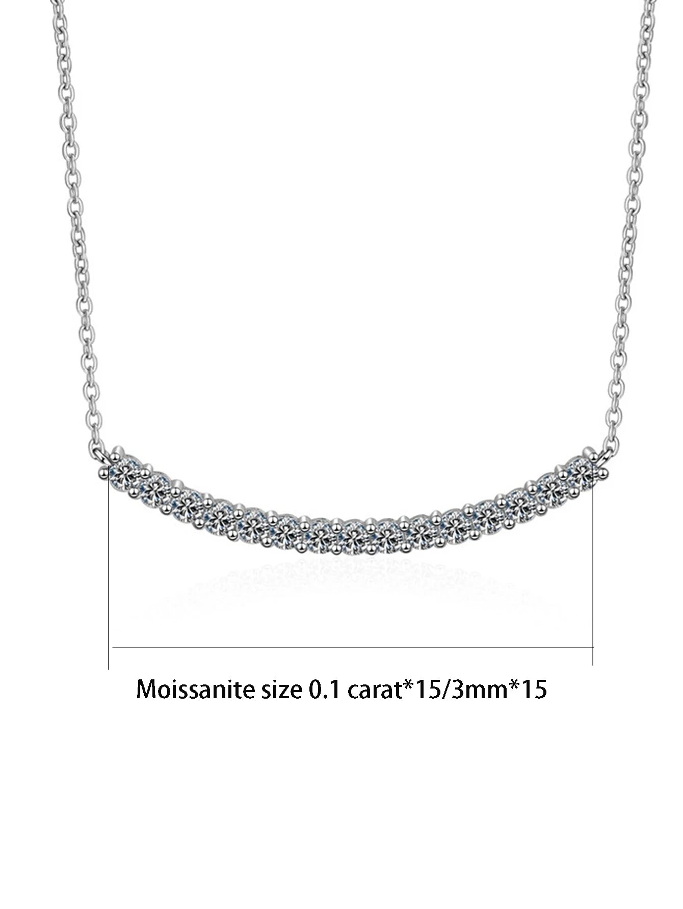 0.1CT Moissanite Pendant Necklace VVS1 Stone Diamond Simple Balance Bar Design 925 Silver Fine Jewelry for Women Perfect Gift