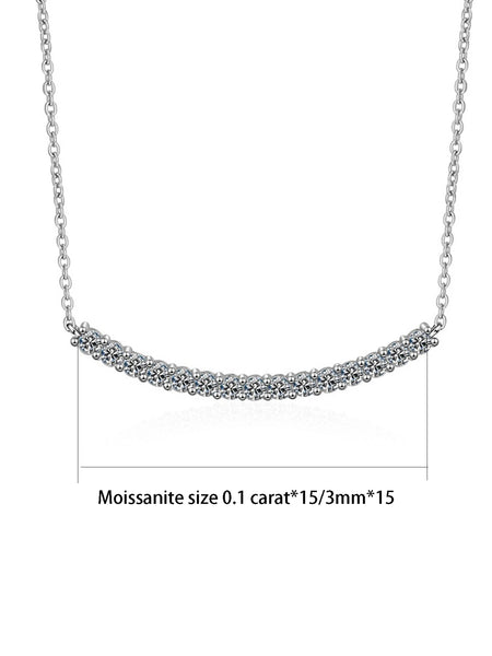 0.1CT Moissanite Pendant Necklace VVS1 Stone Diamond Simple Balance Bar Design 925 Silver Fine Jewelry for Women Perfect Gift