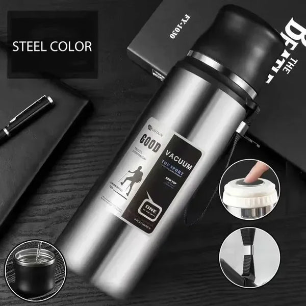 Large Capacity Stainless Steel Water Bottle With Lid Cup Coffee Vacuum Flask Outdoor Travel Thermal Cup Leakproof Thermos Bottle