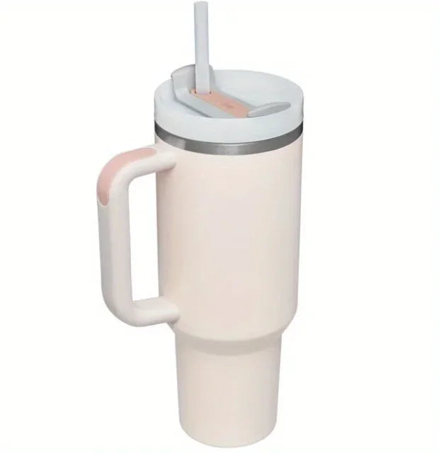 40oz stainless steel flat glass with handle and straw, sports kettle for men and women, coffee cup-perfect gift.