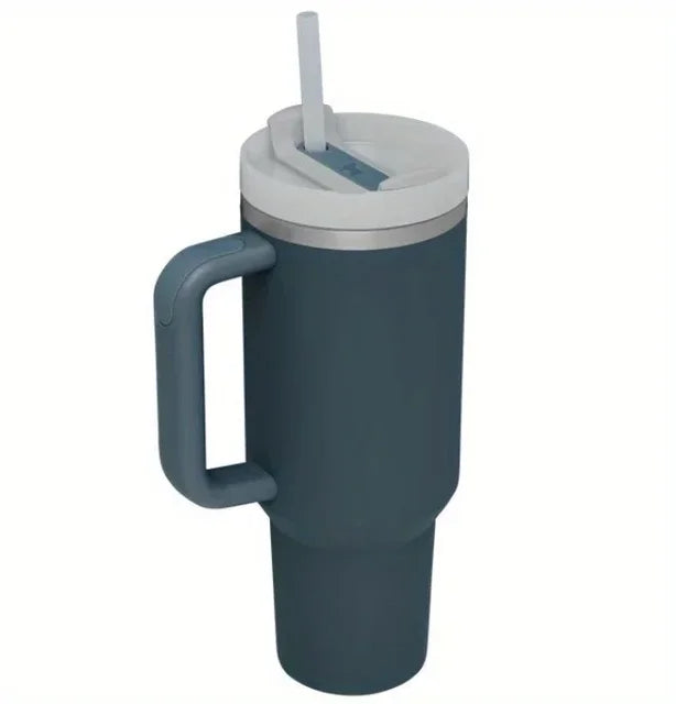 40oz stainless steel flat glass with handle and straw, sports kettle for men and women, coffee cup-perfect gift.