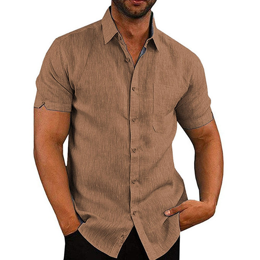 Mens Summer Short Sleeve Polo Shirts Work Casual Loose Button Up T Shirt Tops
