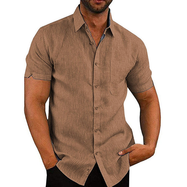 Mens Summer Short Sleeve Polo Shirts Work Casual Loose Button Up T Shirt Tops