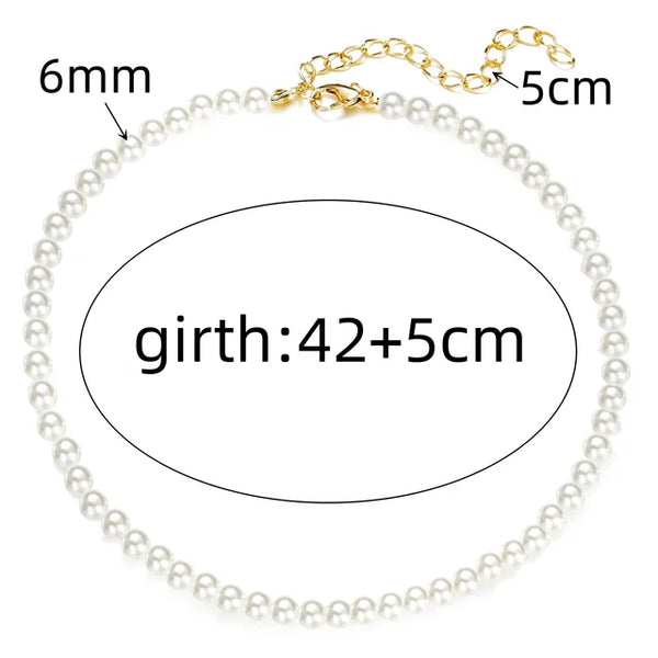 4mm-6mm Imitation Pearl Pendant Necklace for Women Elegant Romantic Invisible Fish Wire Clavicle Bead Collares Wedding Jewelry