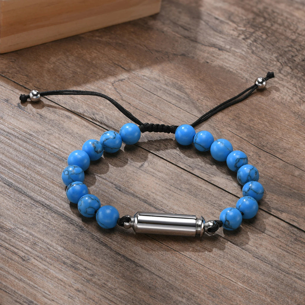 Vnox Men's Casual Lava Stone Beads Urn Bracelets for Ashes, Hollow Tube Cremation Keepsake Memorial Jewelry,Length Adjustable