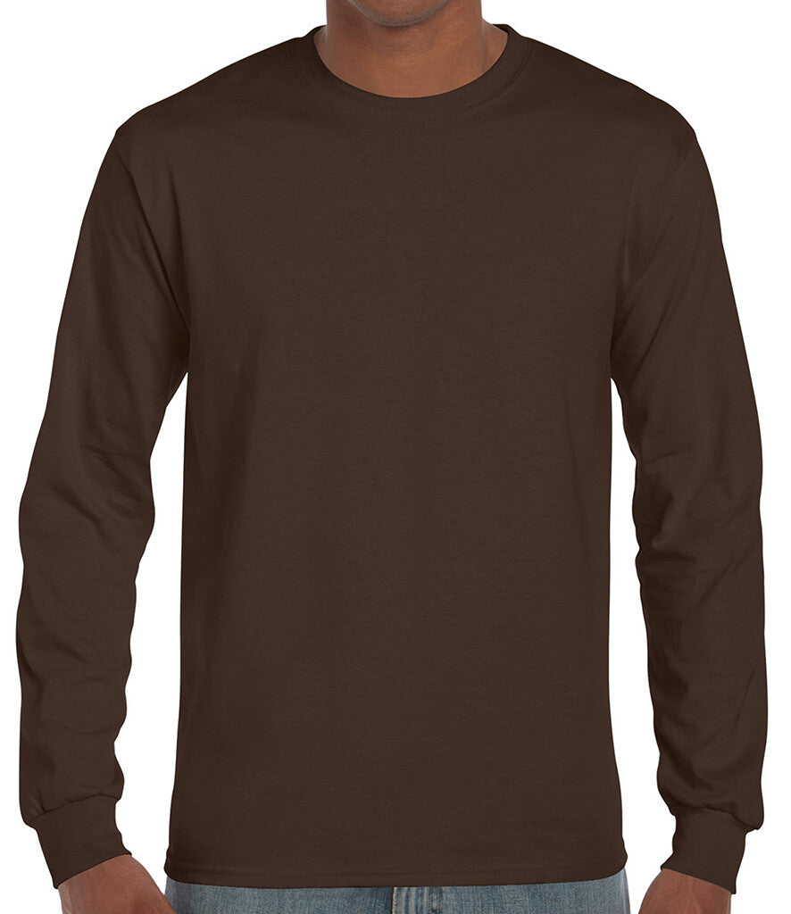 Gildan Mens Ultra Cotton Adult Long Sleeve T-Shirt Classic Fit Rib Cuffs Tee TOP