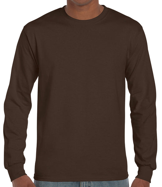 Gildan Mens Ultra Cotton Adult Long Sleeve T-Shirt Classic Fit Rib Cuffs Tee TOP